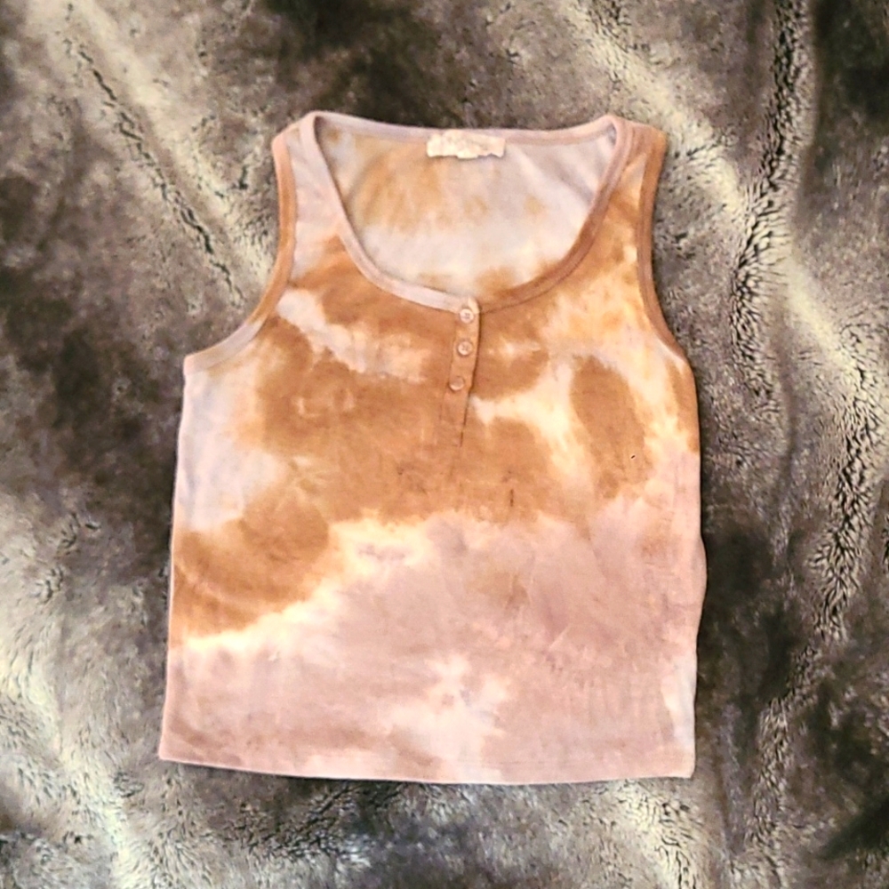 Pink Rose Tie-Dye U-Neck Tanktop